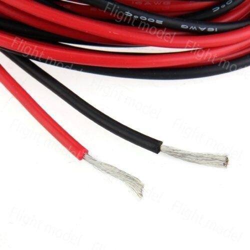 16AWG Silicone Wire Flexible Gauge Stranded Copper Cables 1 meter For RC Model Black Red Color