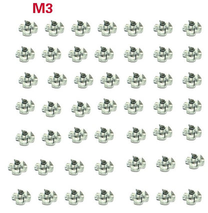 50PCS Metallic M3 M4 M6 Zinc Plated Steel T Nuts Blind Nuts 4 Prongs Knock In Wood