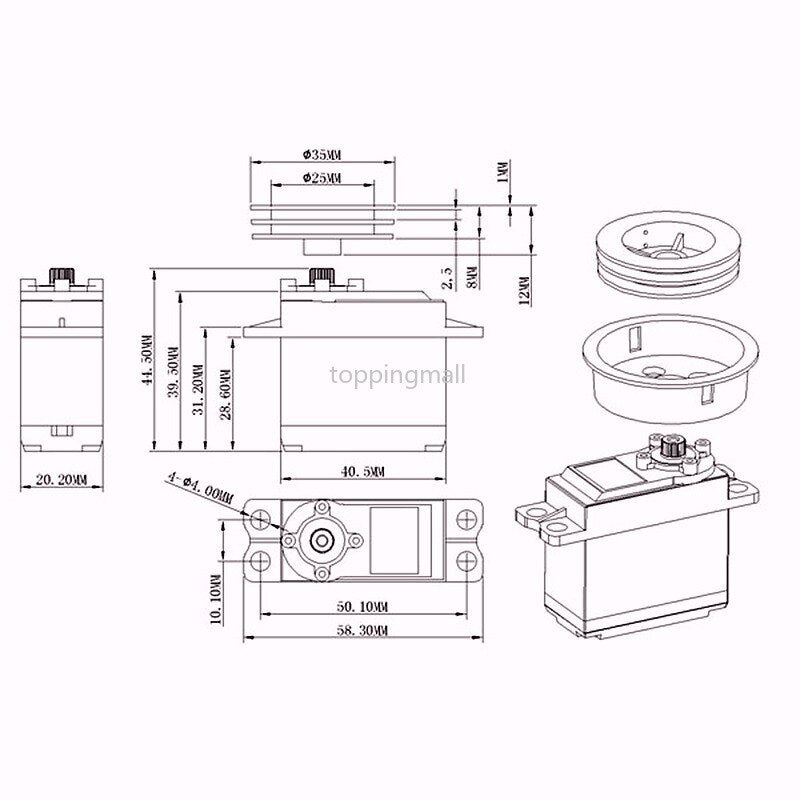 KINGMAX SW22HV 68g 22kg.CM Digital Metal Gears Sail Winch Servo