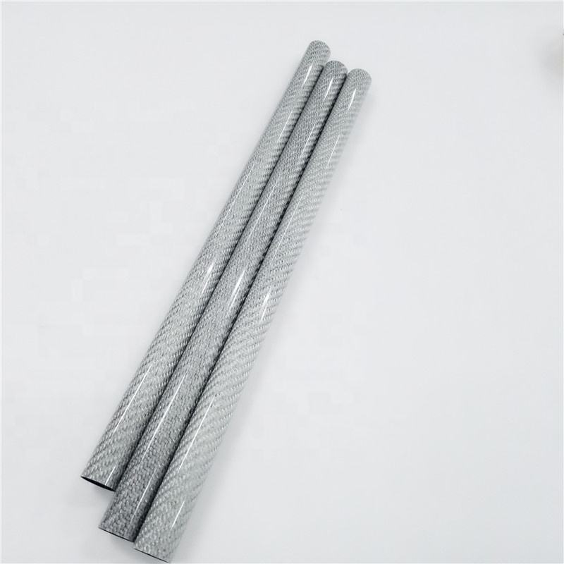 1Pc 3K Twill Glossy Carbon Fiber Tube Silver Length 1000mm Dia 38x32mm/38x34mm/28x26mm US Stock