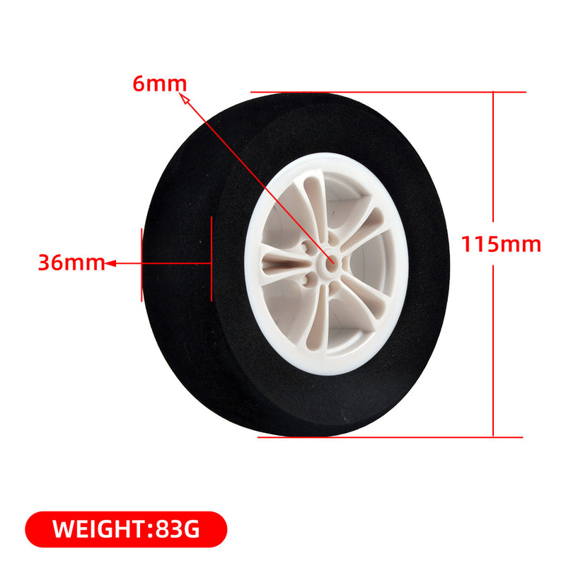 1 Pair Sponge Wheel Plastic Tires Hub 55mm 65mm 80mm 100mm 115mm 130mm for RC Model Airplane