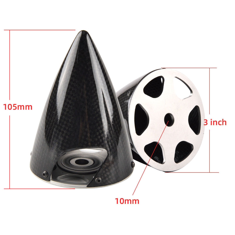 Sharp Cone Carbon Fiber Spinner W/ CNC Back Plate ( 3~6inch )
