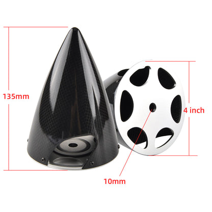 Sharp Cone Carbon Fiber Spinner W/ CNC Back Plate ( 3~6inch )