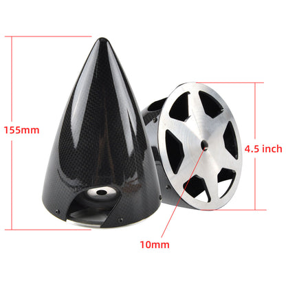 Sharp Cone Carbon Fiber Spinner W/ CNC Back Plate ( 3~6inch )