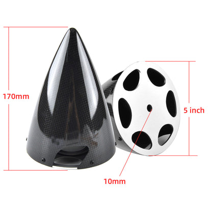 Sharp Cone Carbon Fiber Spinner W/ CNC Back Plate ( 3~6inch )