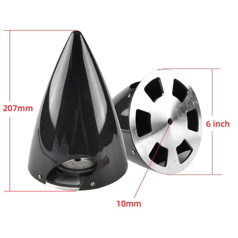 Sharp Cone Carbon Fiber Spinner W/ CNC Back Plate ( 3~6inch )