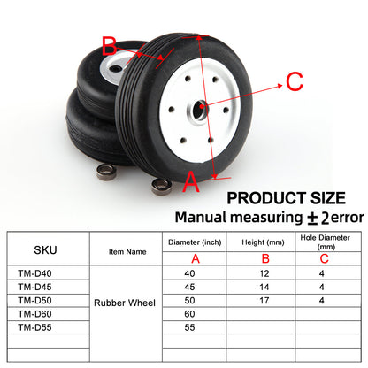 1.75~4.5inch Rubber Wheel Replacement Tire for RC Airplane