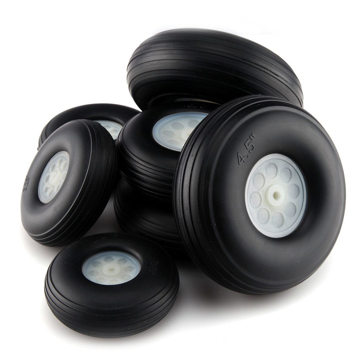 1 Pair PU Wheels Tires with Plastic Hub 1 inch to 7 inch  for RC Airplane Model